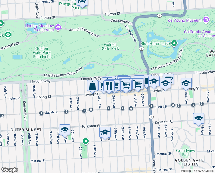 map of restaurants, bars, coffee shops, grocery stores, and more near in San Francisco