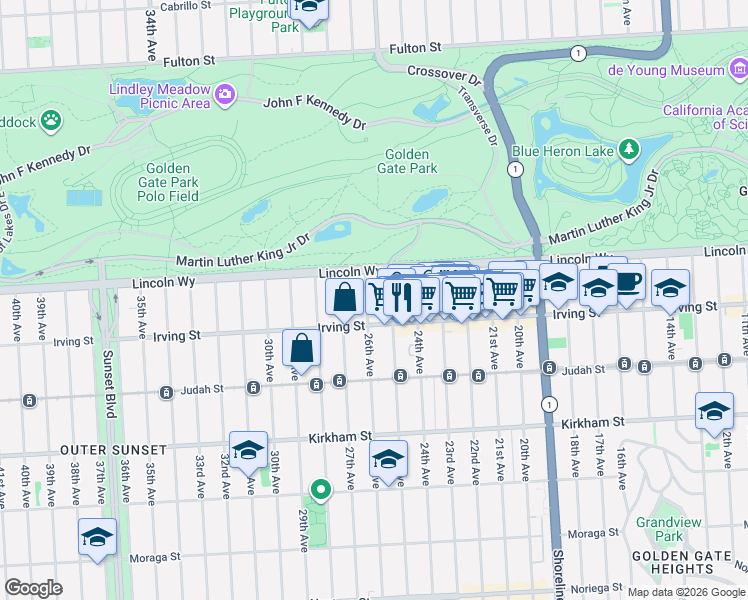 map of restaurants, bars, coffee shops, grocery stores, and more near in San Francisco
