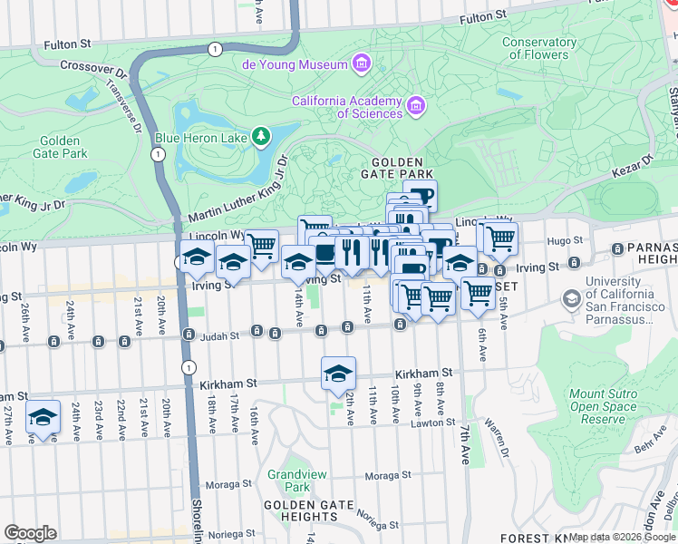 map of restaurants, bars, coffee shops, grocery stores, and more near in San Francisco