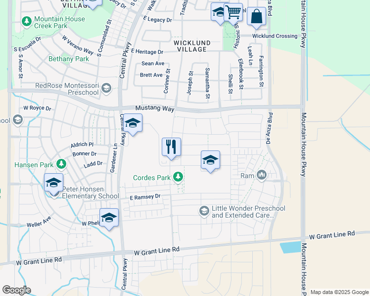 map of restaurants, bars, coffee shops, grocery stores, and more near 232 Vita Ave in Tracy