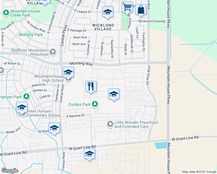 map of restaurants, bars, coffee shops, grocery stores, and more near 284 Vita Ave in Tracy