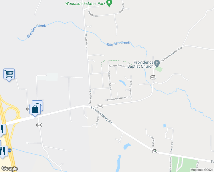 map of restaurants, bars, coffee shops, grocery stores, and more near 10704 Providence Park Drive in Ashland
