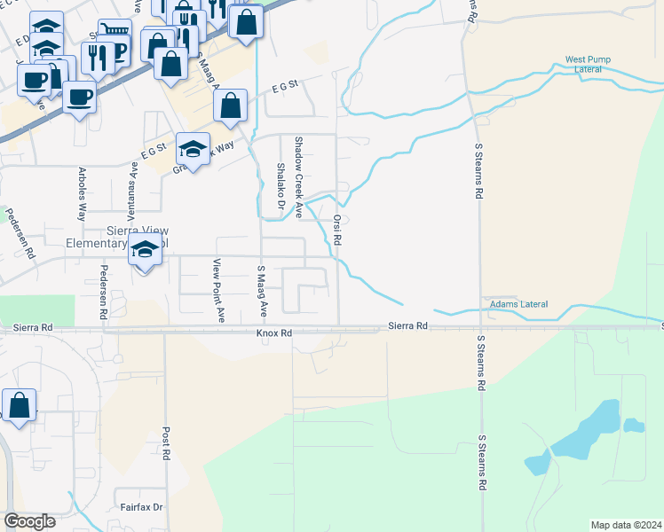 map of restaurants, bars, coffee shops, grocery stores, and more near 1792 Snowy River Street in Oakdale