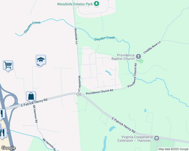 map of restaurants, bars, coffee shops, grocery stores, and more near 10704 Providence Park Drive in Ashland
