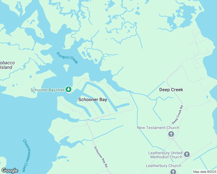 map of restaurants, bars, coffee shops, grocery stores, and more near Baldpate Lane in Schooner Bay