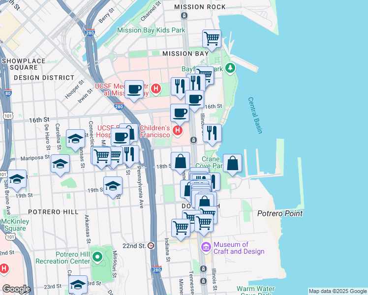 map of restaurants, bars, coffee shops, grocery stores, and more near in San Francisco