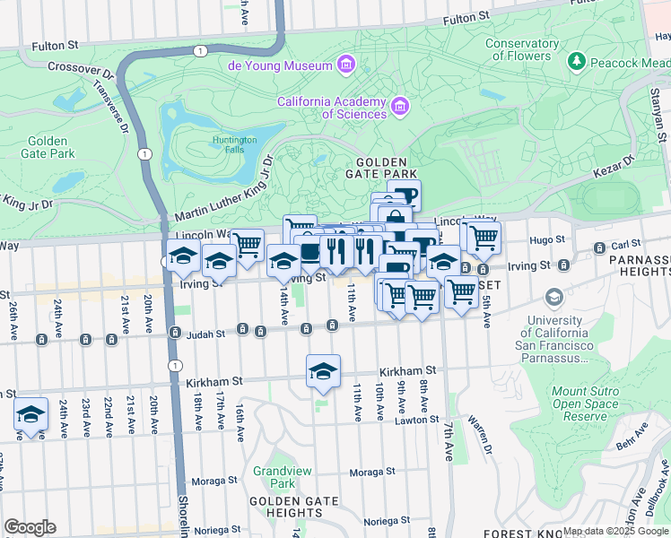 map of restaurants, bars, coffee shops, grocery stores, and more near in San Francisco