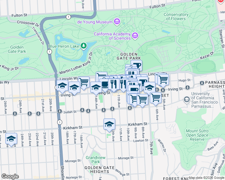 map of restaurants, bars, coffee shops, grocery stores, and more near in San Francisco