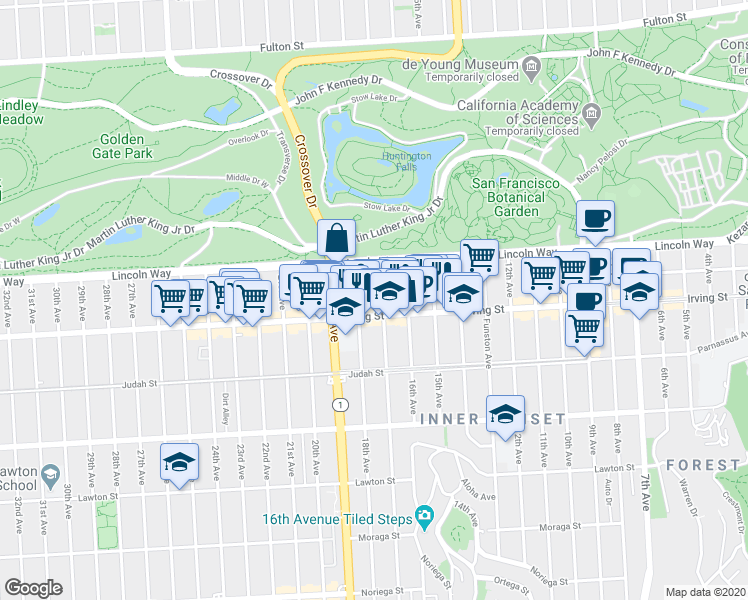 map of restaurants, bars, coffee shops, grocery stores, and more near in San Francisco
