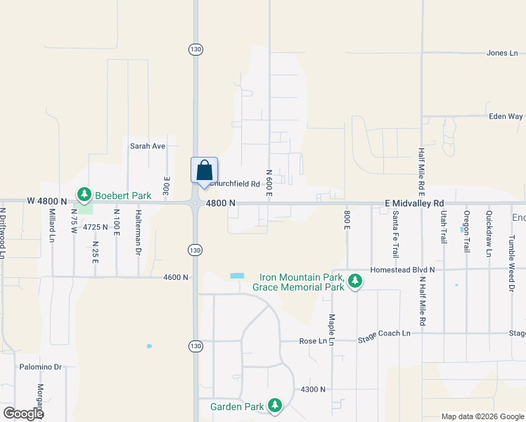 map of restaurants, bars, coffee shops, grocery stores, and more near 590 East Midvalley Road in Enoch