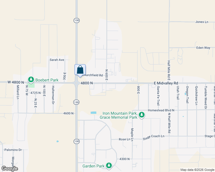 map of restaurants, bars, coffee shops, grocery stores, and more near 604 East Midvalley Road in Enoch