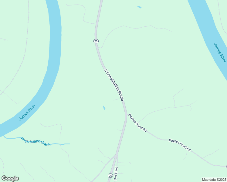 map of restaurants, bars, coffee shops, grocery stores, and more near 25 Little Heaven Lane in Scottsville