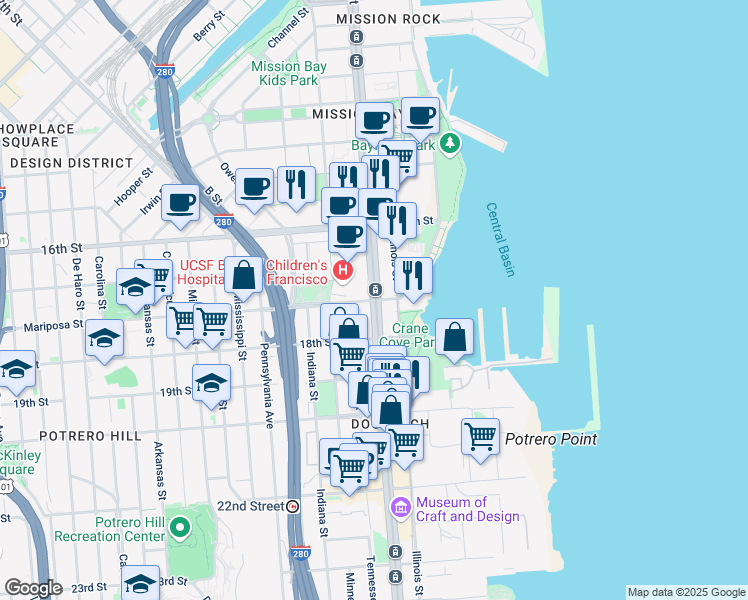 map of restaurants, bars, coffee shops, grocery stores, and more near in San Francisco