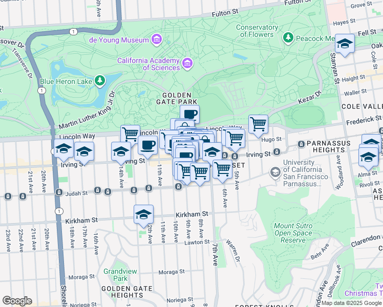 map of restaurants, bars, coffee shops, grocery stores, and more near in San Francisco