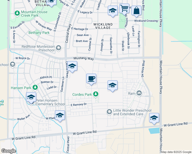 map of restaurants, bars, coffee shops, grocery stores, and more near 232 Vita Ave in Tracy