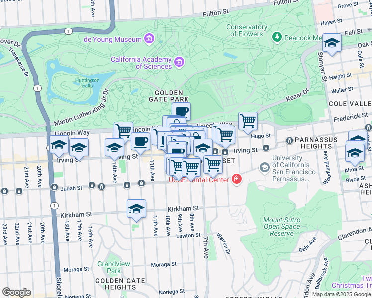 map of restaurants, bars, coffee shops, grocery stores, and more near in San Francisco