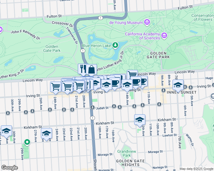 map of restaurants, bars, coffee shops, grocery stores, and more near in San Francisco