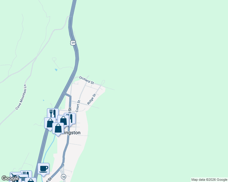 map of restaurants, bars, coffee shops, grocery stores, and more near 310 Ridge Street in Lovingston