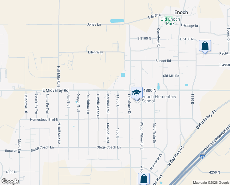 map of restaurants, bars, coffee shops, grocery stores, and more near 4750 Marshal Trail in Enoch