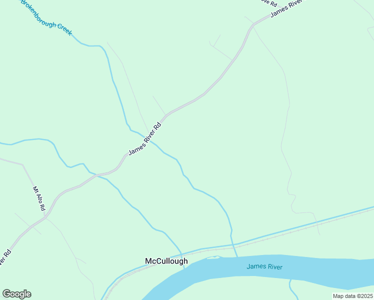 map of restaurants, bars, coffee shops, grocery stores, and more near 2583 James River Road in Howardsville