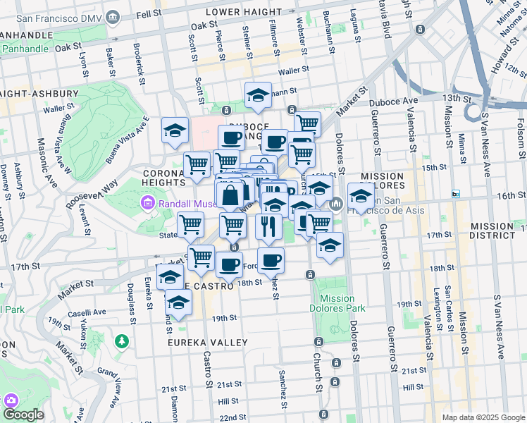 map of restaurants, bars, coffee shops, grocery stores, and more near in San Francisco