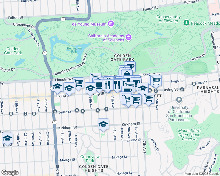 map of restaurants, bars, coffee shops, grocery stores, and more near in San Francisco