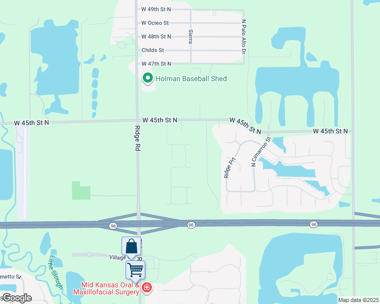 map of restaurants, bars, coffee shops, grocery stores, and more near 4200 Church Circle in Wichita