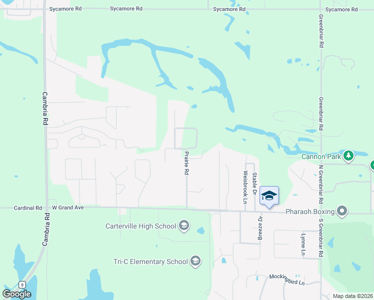 map of restaurants, bars, coffee shops, grocery stores, and more near 199 Prairie Rd in Carterville