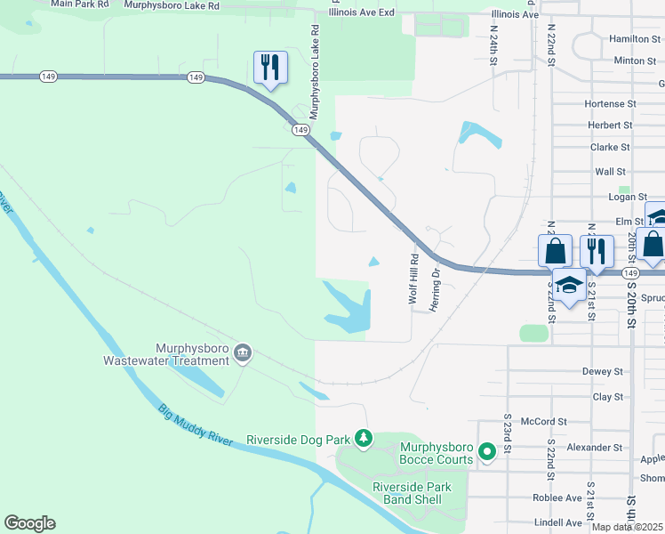 map of restaurants, bars, coffee shops, grocery stores, and more near in Murphysboro
