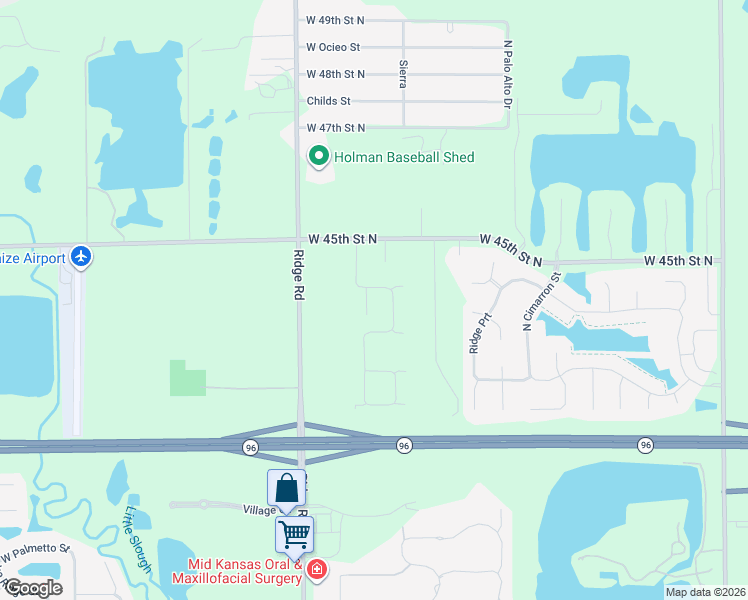 map of restaurants, bars, coffee shops, grocery stores, and more near 4330 North Ridge Road in Wichita