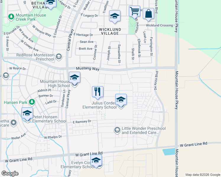 map of restaurants, bars, coffee shops, grocery stores, and more near 263 Vita Ave in Tracy