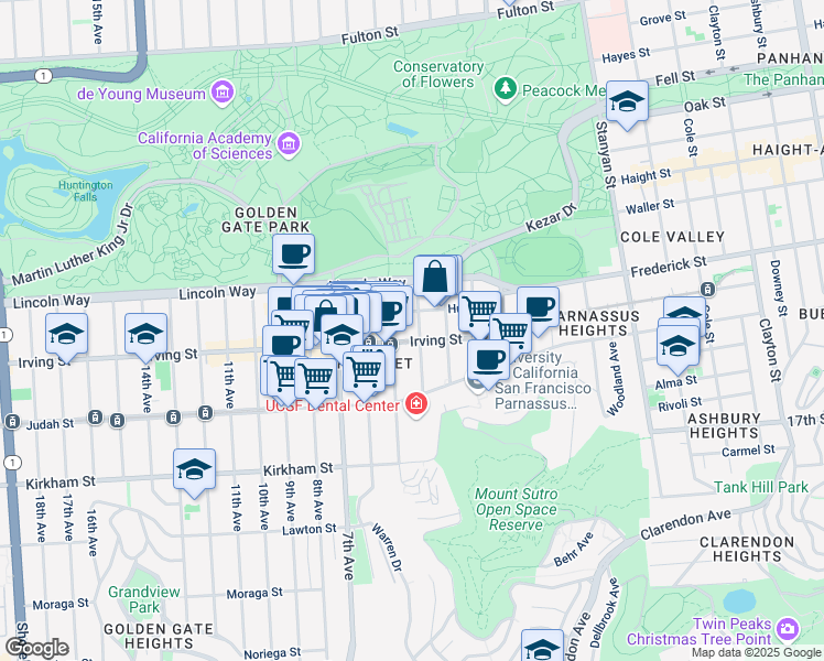 map of restaurants, bars, coffee shops, grocery stores, and more near in San Francisco