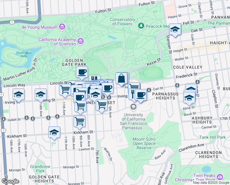 map of restaurants, bars, coffee shops, grocery stores, and more near in San Francisco