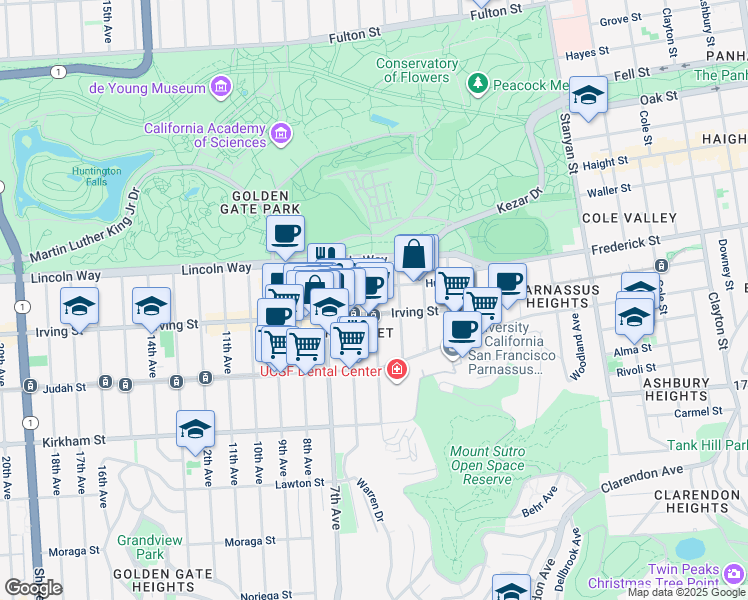 map of restaurants, bars, coffee shops, grocery stores, and more near in San Francisco