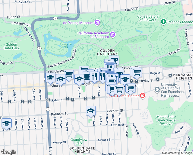 map of restaurants, bars, coffee shops, grocery stores, and more near in San Francisco