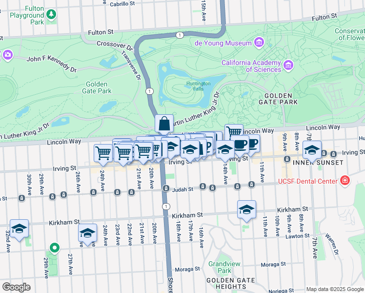 map of restaurants, bars, coffee shops, grocery stores, and more near in San Francisco