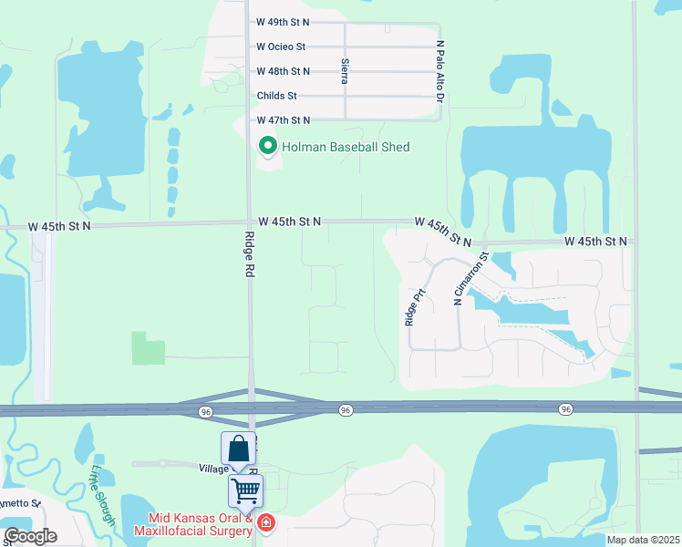 map of restaurants, bars, coffee shops, grocery stores, and more near 4200 Church Circle in Wichita
