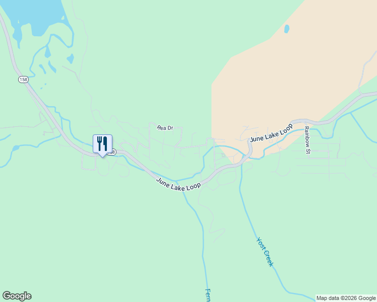 map of restaurants, bars, coffee shops, grocery stores, and more near 427 Casey Road in June Lake