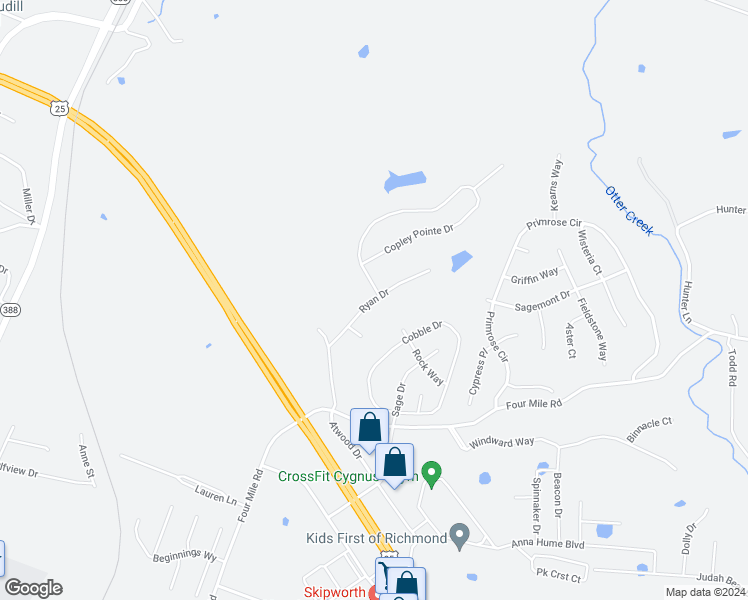 map of restaurants, bars, coffee shops, grocery stores, and more near Ryan Drive in Richmond