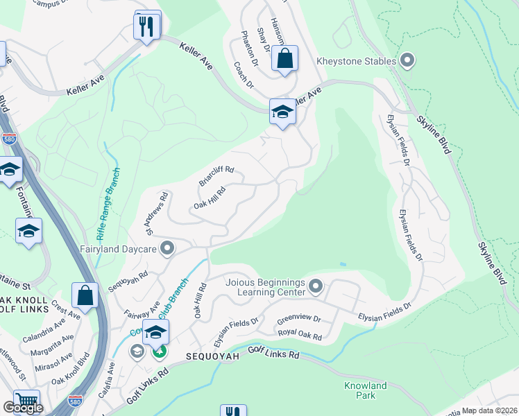 map of restaurants, bars, coffee shops, grocery stores, and more near 4373 Sequoyah Road in Oakland