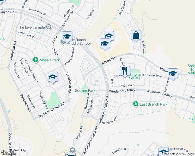 map of restaurants, bars, coffee shops, grocery stores, and more near in San Ramon