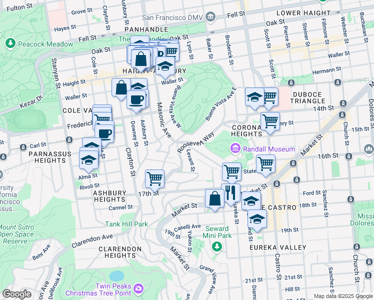 map of restaurants, bars, coffee shops, grocery stores, and more near in San Francisco