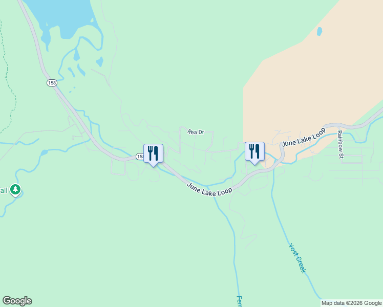 map of restaurants, bars, coffee shops, grocery stores, and more near 427 Casey Rd in June Lake