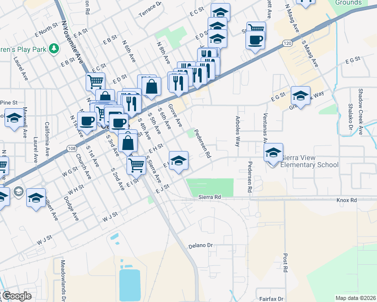 map of restaurants, bars, coffee shops, grocery stores, and more near 317 South 6th Avenue in Oakdale