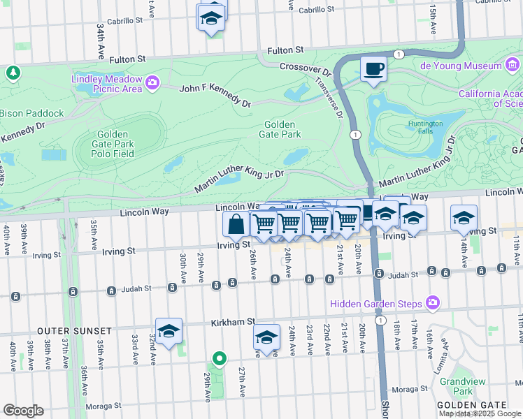 map of restaurants, bars, coffee shops, grocery stores, and more near in San Francisco