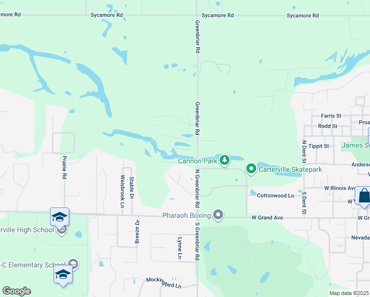 map of restaurants, bars, coffee shops, grocery stores, and more near 1100-1198 Briarwood Road in Carterville