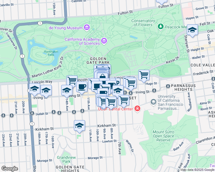 map of restaurants, bars, coffee shops, grocery stores, and more near in San Francisco