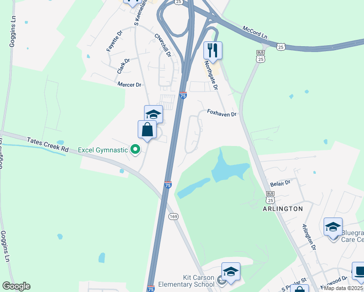 map of restaurants, bars, coffee shops, grocery stores, and more near 1658 Foxhaven Drive in Richmond