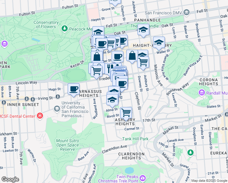map of restaurants, bars, coffee shops, grocery stores, and more near in San Francisco