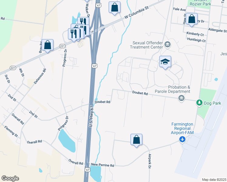 map of restaurants, bars, coffee shops, grocery stores, and more near 1642 Doubet Road in Farmington